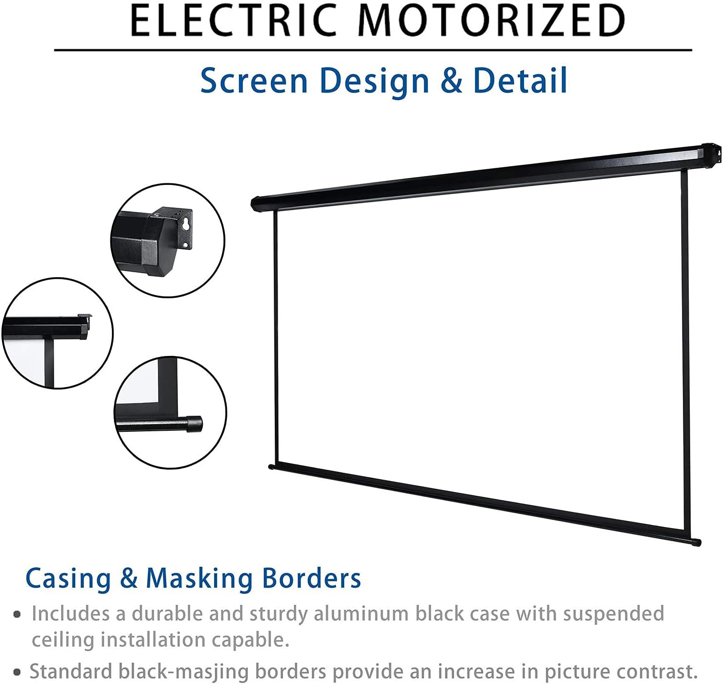 120" Motorized Projector Screen Electric Diagonal Automatic Projection 4:3 HD Mo