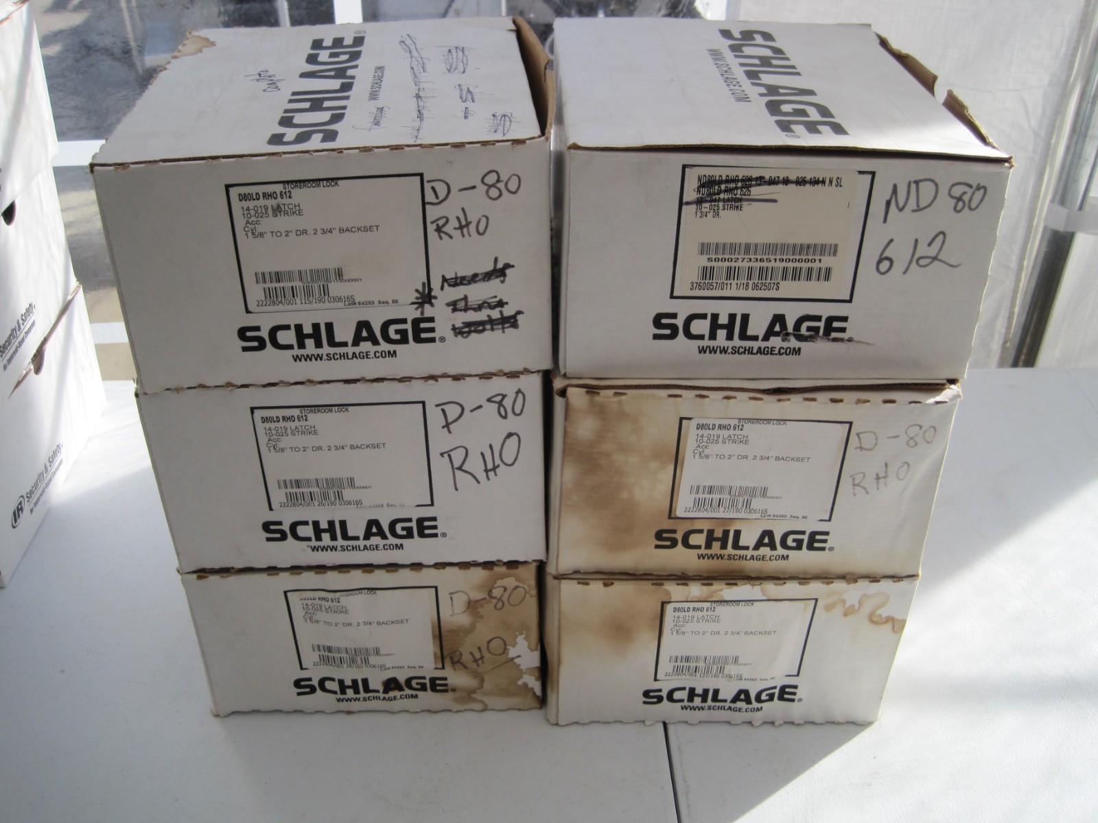 Lot of 6- Schlage D80LD ND80LD RHO 612 Storeroom Lever Lock Grade 1 Satin Bronze