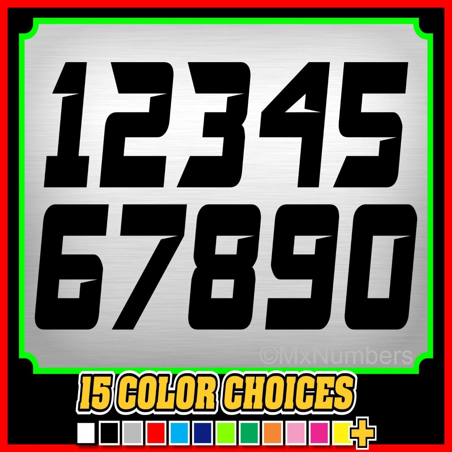 Dirt Bike Number Decals Motocross Plate Set Go Kart ATV MX RM CRF Race Stickers