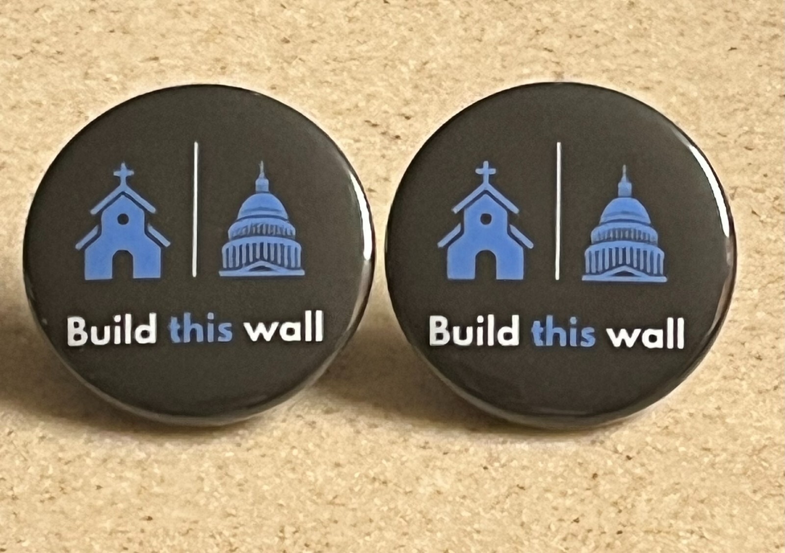 Separation of Church and State Pin-Back Buttons,2-Pack, 1 1/2 inch.