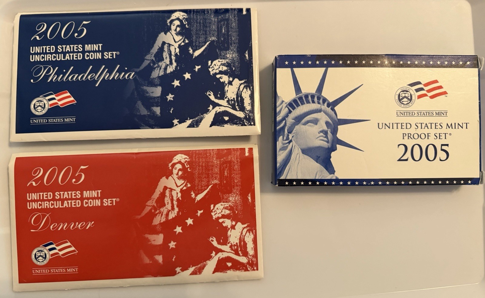 Proof Set Lot. 2005 P & D U.S. Mint, 2005 S Mint Box Set. Uncirculated.