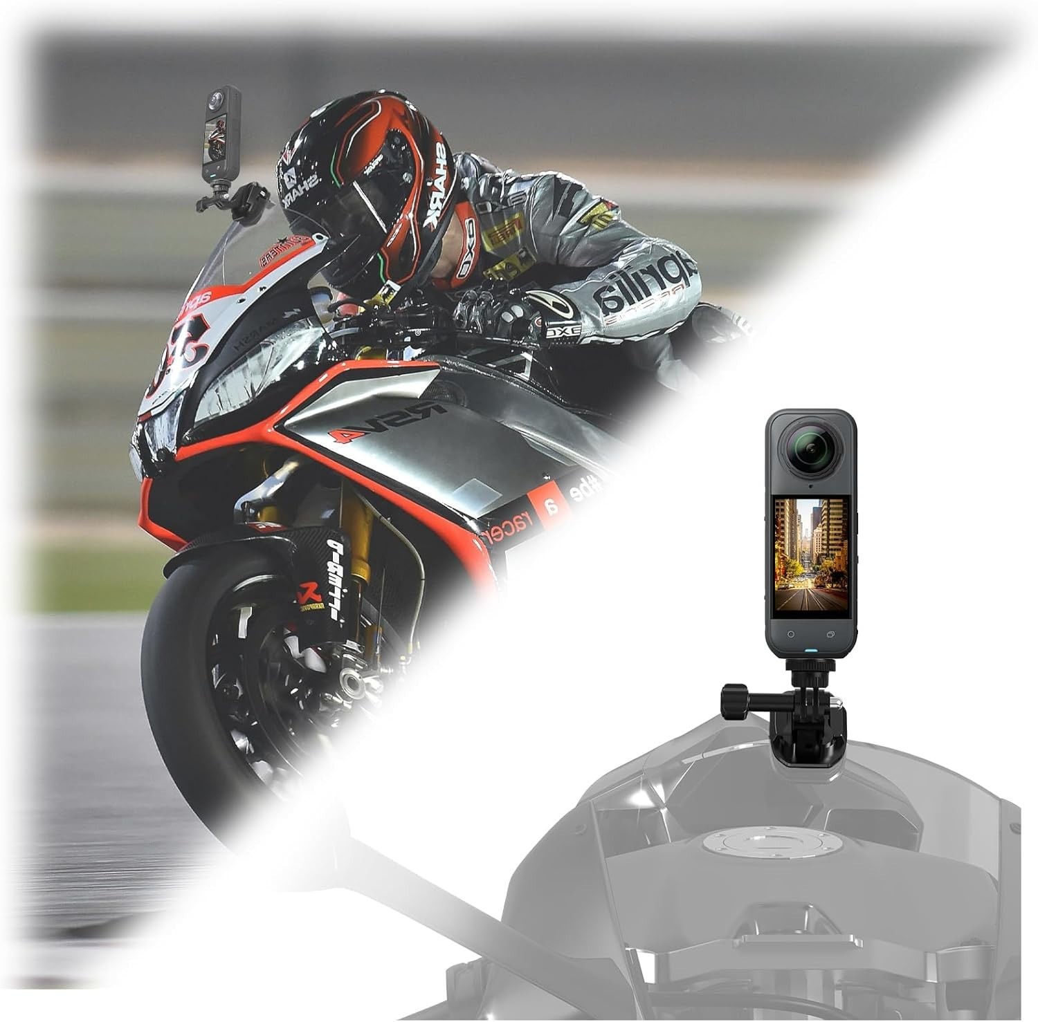 Motorcycle Windshield Clip Mount for Insta360 X5/X4/X3, Motorbike Windscreen ...