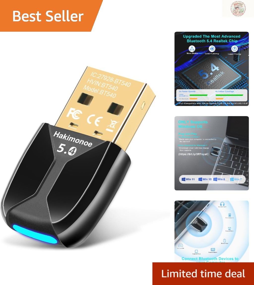 Enhanced Range Bluetooth 5.4 USB Dongle - Fast Connectivity for Wireless Devices