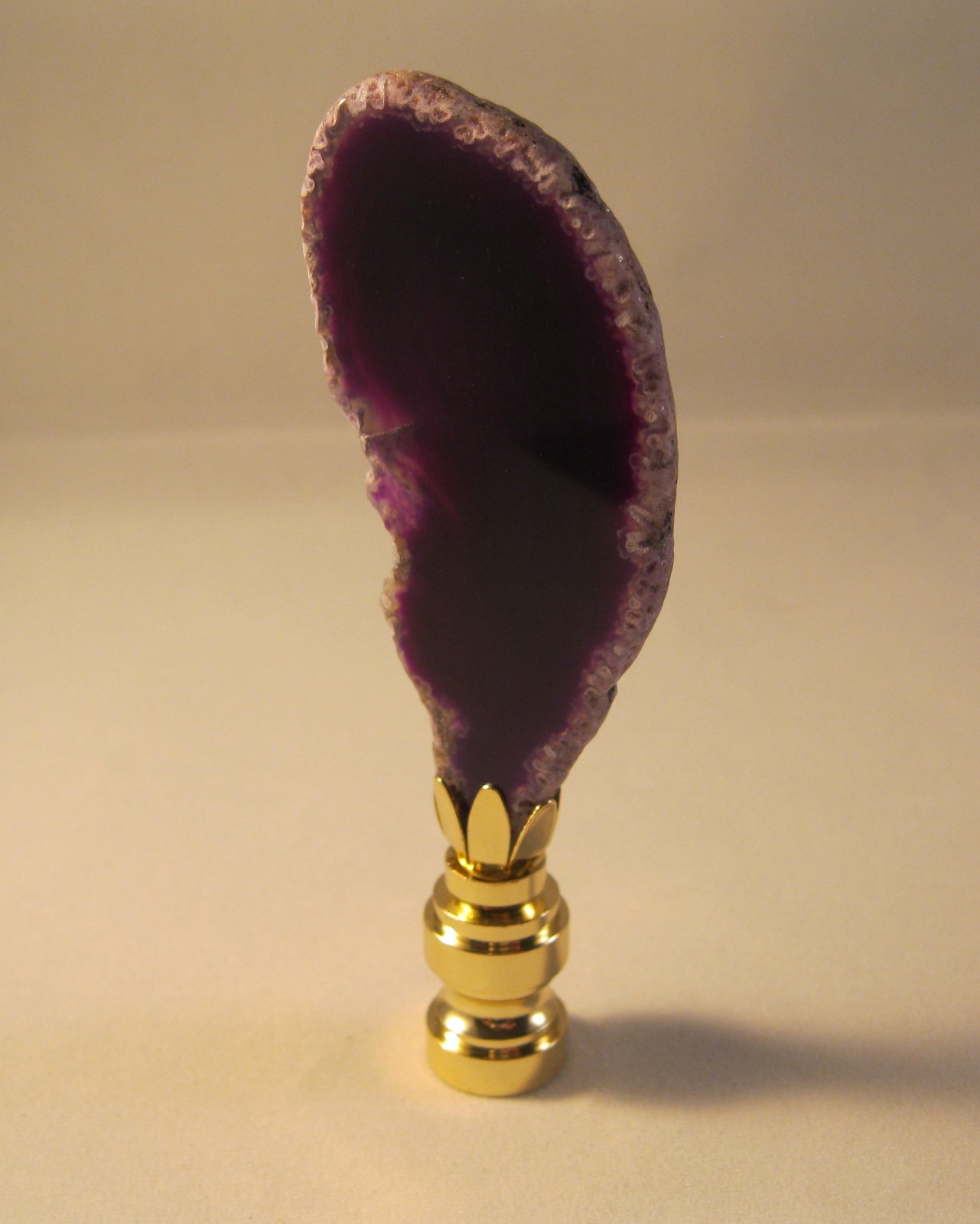 Lamp Finial-Natural PURPLE/AMETHYST AGATE-Brass Base