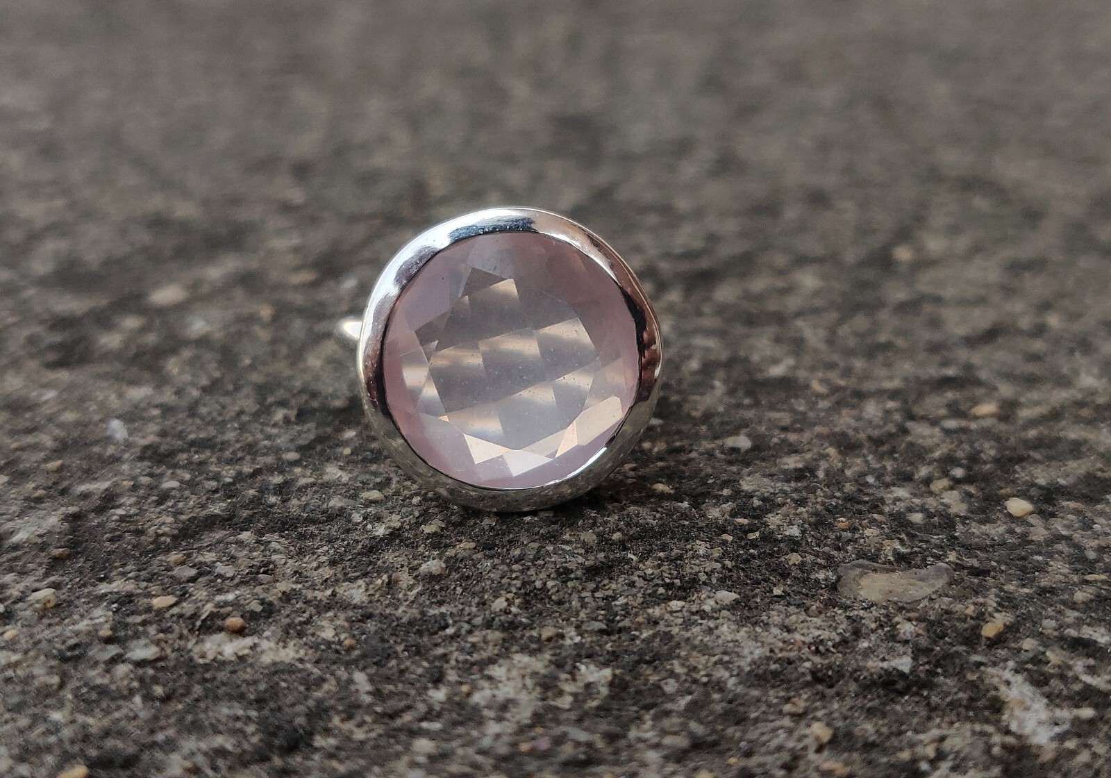 Rose Quartz Gemstone Ring 925 Sterling Silver Round Statement Ring All Ring Size