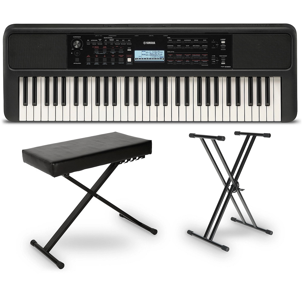 Yamaha PSRE383 61Key Portable Keyboard Essentials Bundle
