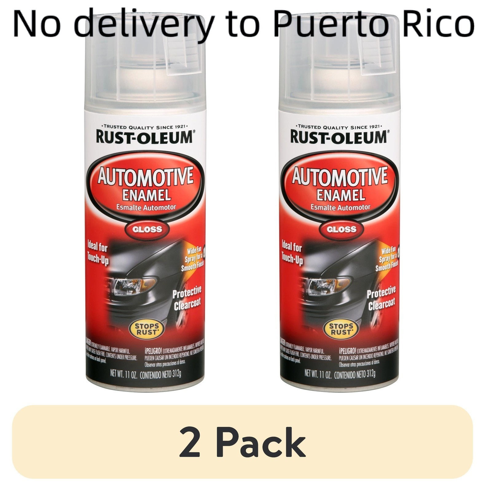 (2 pack) Rust-Oleum Automotive Gloss Acrylic Enamel 2X Spray Paint, Clear 12 oz