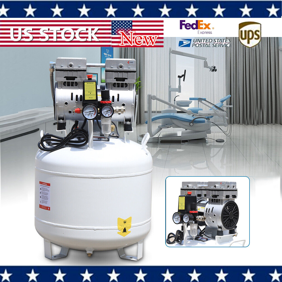 750WSilent Noiseless Air Compressor Oilless Dental Medical Air Compressor Device