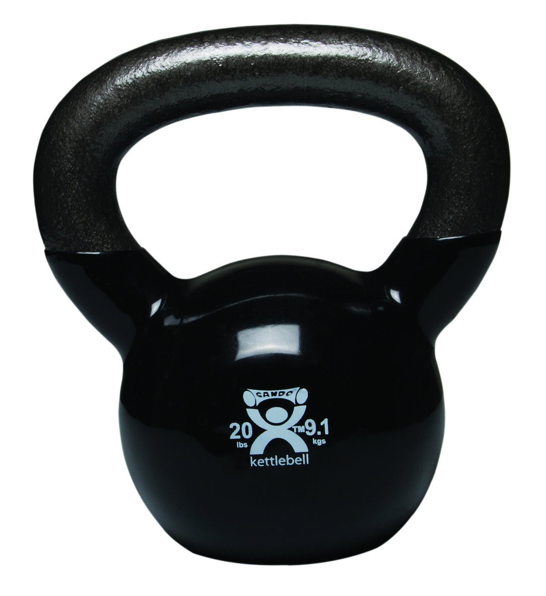 Cando Vinyl-Coated Kettlebell - Black - 20 Lb - Workout & Strength Training