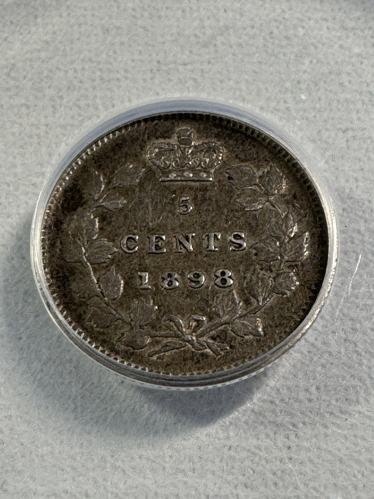 1898 Canada 5 Cents Small Silver Coin Graded AU 50 by ANACS Low Mintage