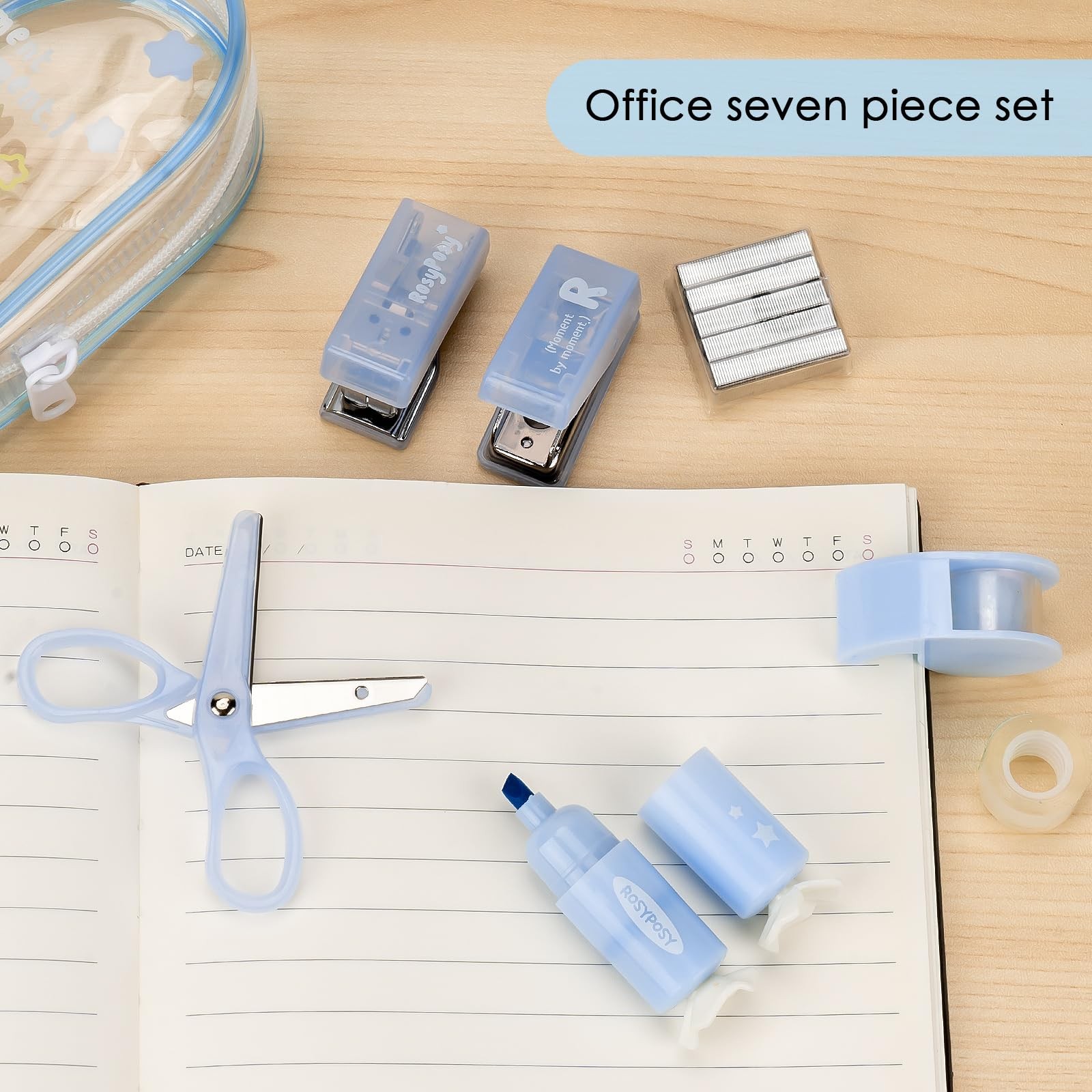 7PCS Office Supplies Kit - Mini Size for Portability, Set for Convenient and ...