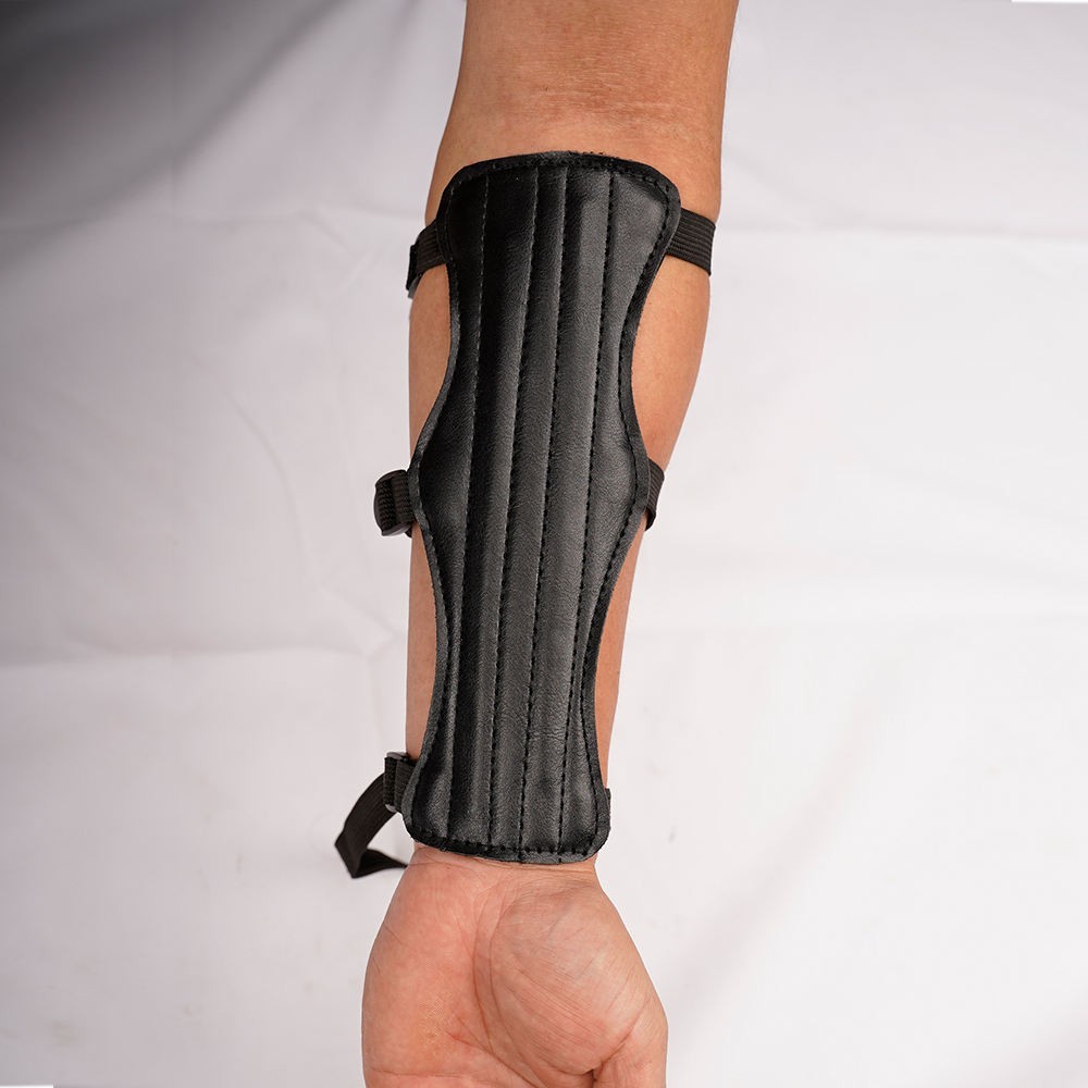 AF Black PU Leather Forearm Guard Handmade Archery Bracer Durable Protector