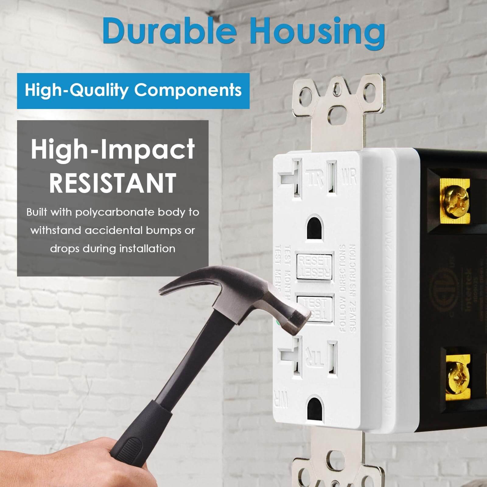 2x GREENCYCLE GFCI 20A White Outlet Tamper Resistant (TR)&Weather Resistant (WR)