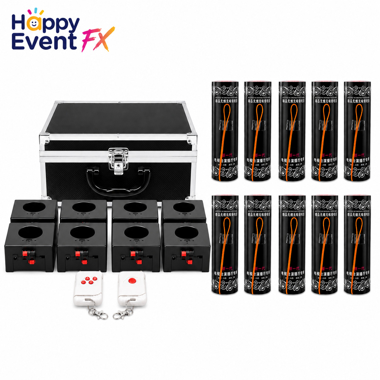Happy Event FX 8PCS Wireless Cold Spark Base Kit with Remote Control & Case
