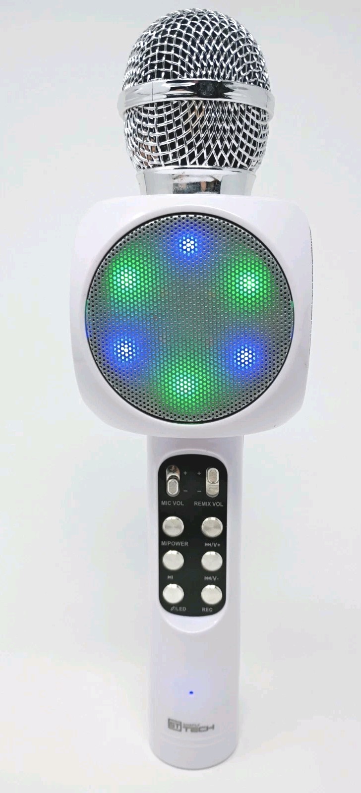 Simply Tech Bluetooth Karaoke Microphone White LED Lights Built-in Speaker-Works