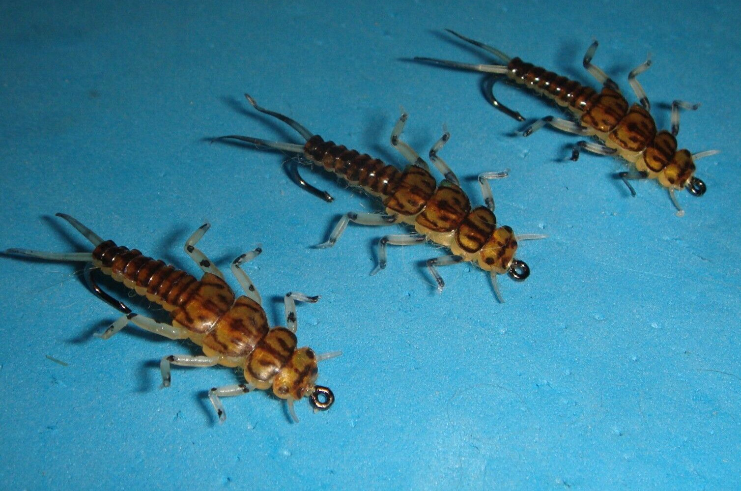 FLY FISHING FLIES - Golden/Skwalla REALISTIC STONE Nymph  size #8 (3 pcs)