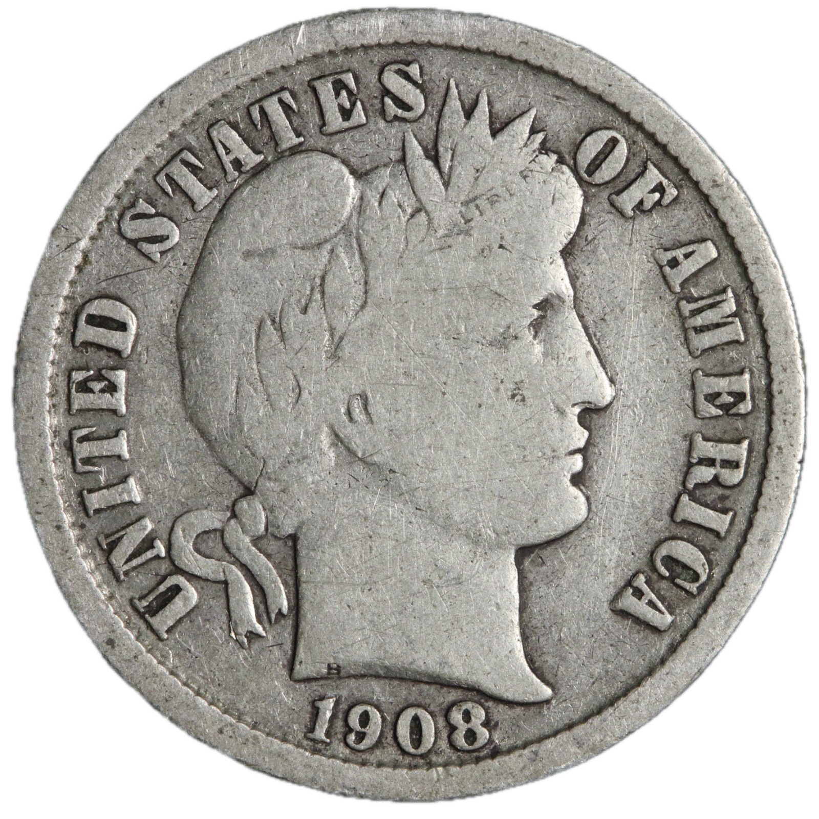 1908-D Barber Dime Nice Circulated VG/FINE! Complete Your Album!