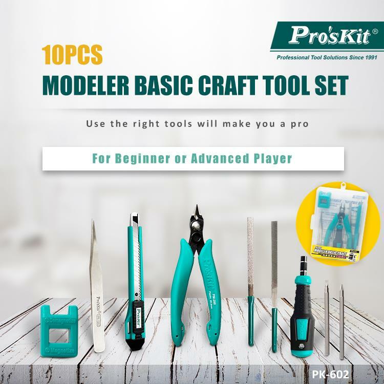 Pro'sKit PK-602 Modeler 9-Piece Precision Tool Kit for Plastic Models & Hobbies