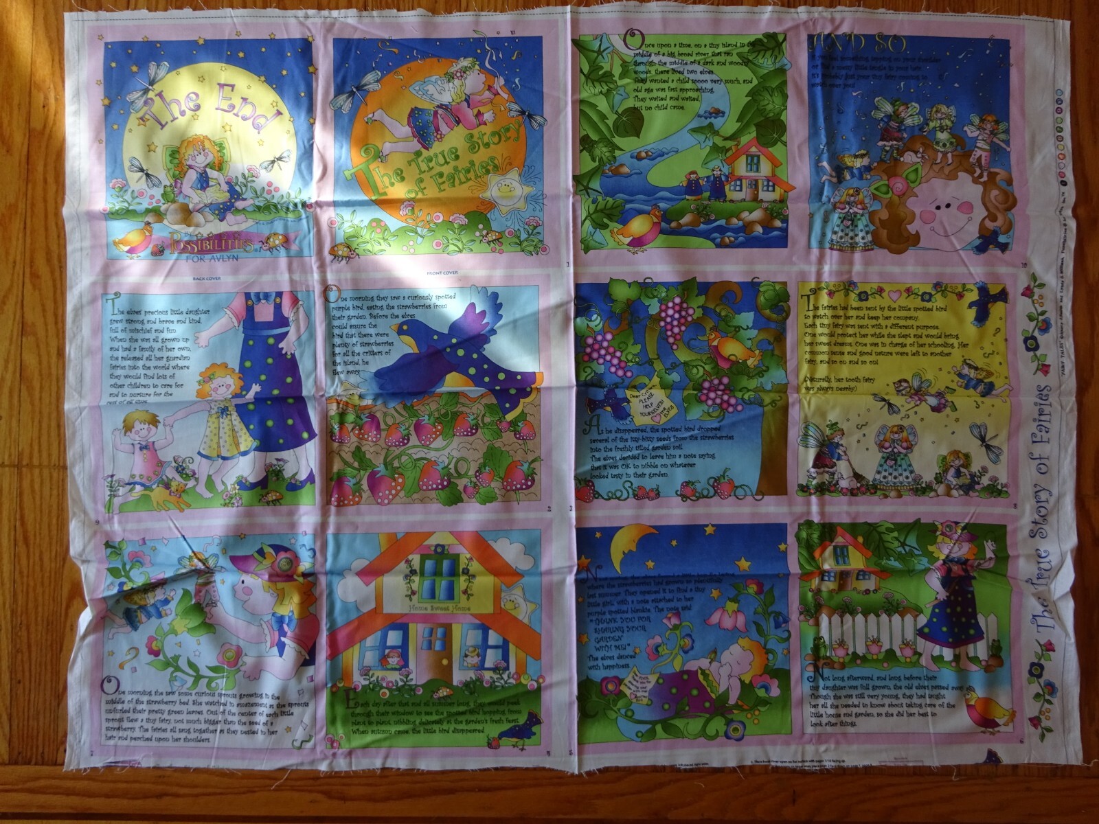 The True Story Of Fairies - Uncut / Unassembled Fabric Panel For Quilted Book