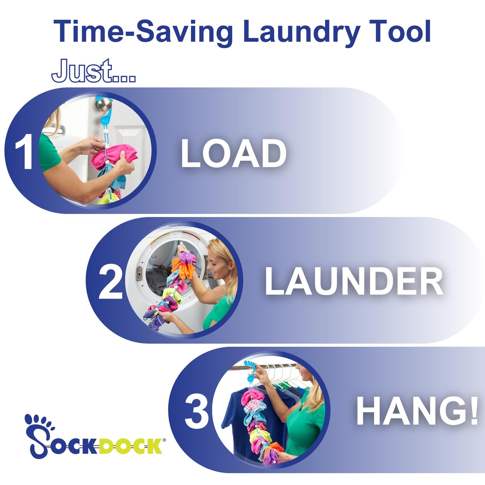 Sock Laundry Solution for Washing Drying & Storing Socks in Pairs Clip & Hold...