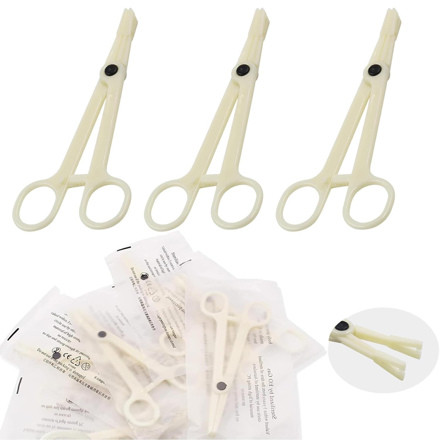 Piercing Clamps - 10Pcs Piercing Forceps Triangle Slotted Disposable Piercing...