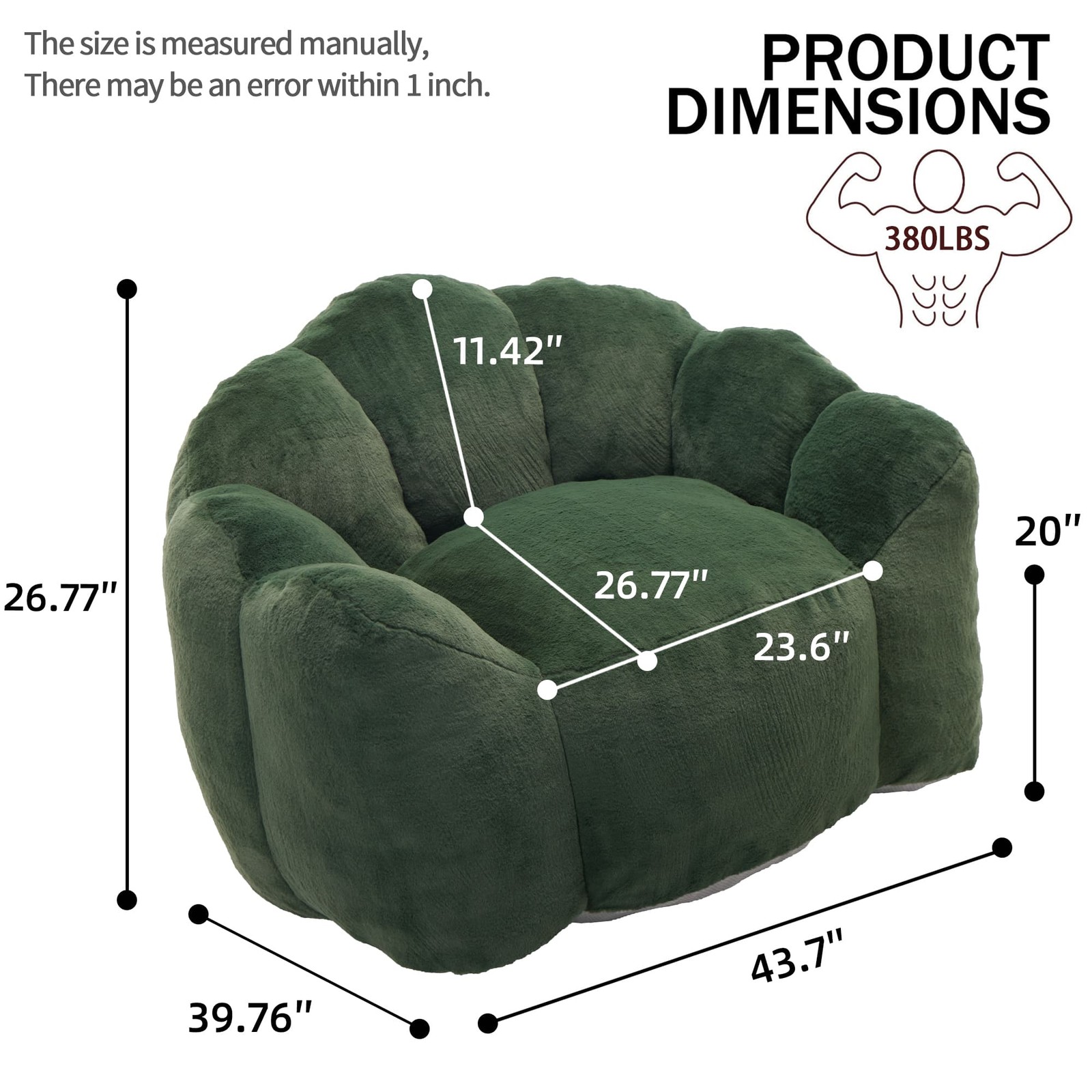 Green Lotus Compression Sofa Bean Bag Pull Ring Portable Living Room Bedroom