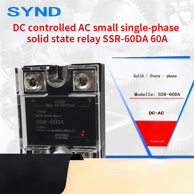 DC controlled AC small single-phase solid state relay SSR-60DA 60A