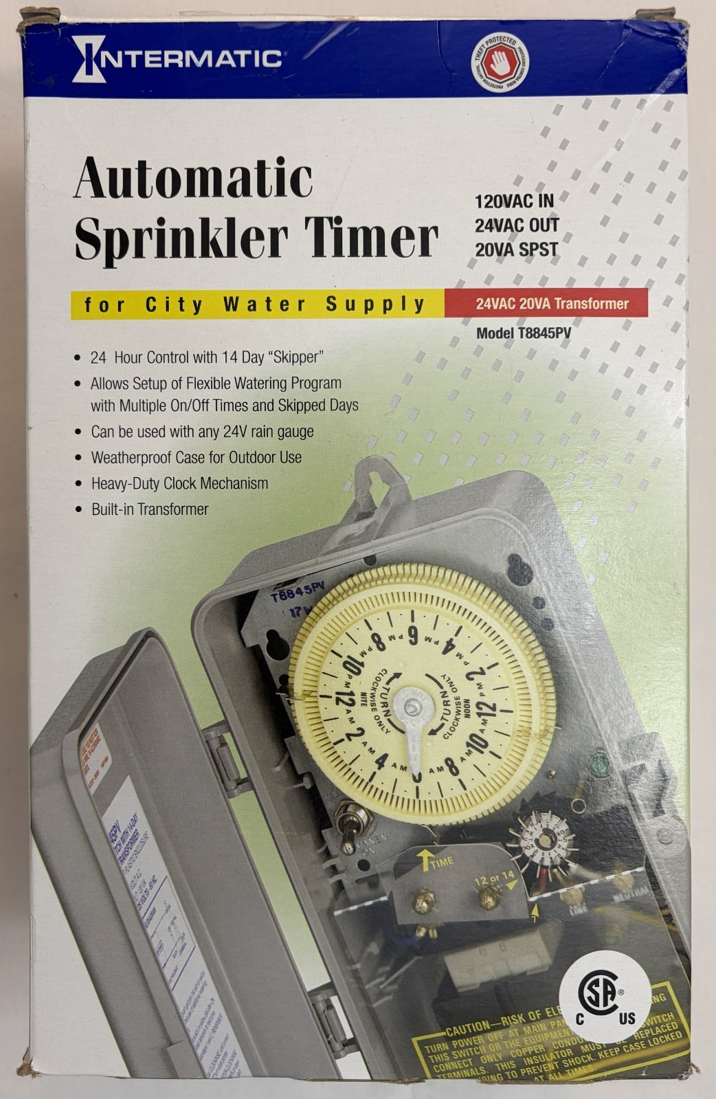 NIB Factory Sealed Intermatic 125V In/24V Out Indoor/Outdoor Irrigation Timer