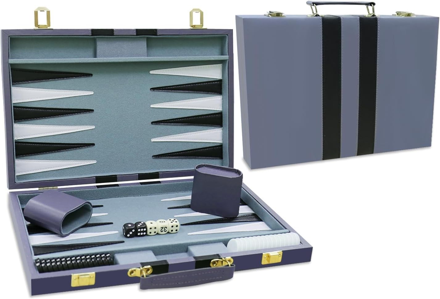 Backgammon Set - Classic Board Game with Premium Leather Case - Portable Trav...