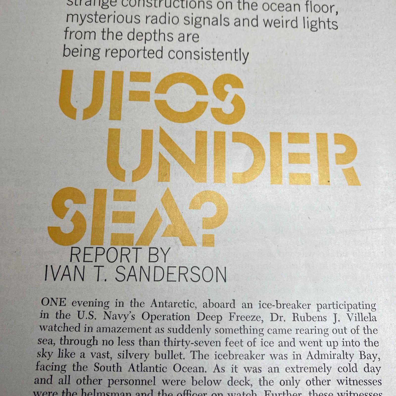 1970 UFO’s Under Sea? *Article Only* Aliens Spacecraft Argosy Ivan Sanderson