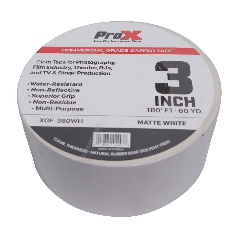 Pro X 3 Inch 180FT 60YD Matte White Commercial Grade Gaffer Tape Pros Choice Non