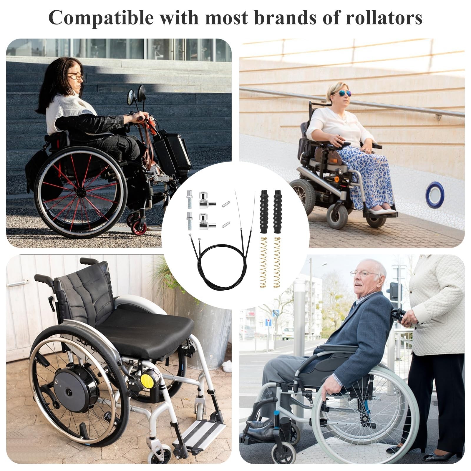 2 Pack Rollator Brake Cable Replacement, 41" Brake Cable for Folding Wheelcha...