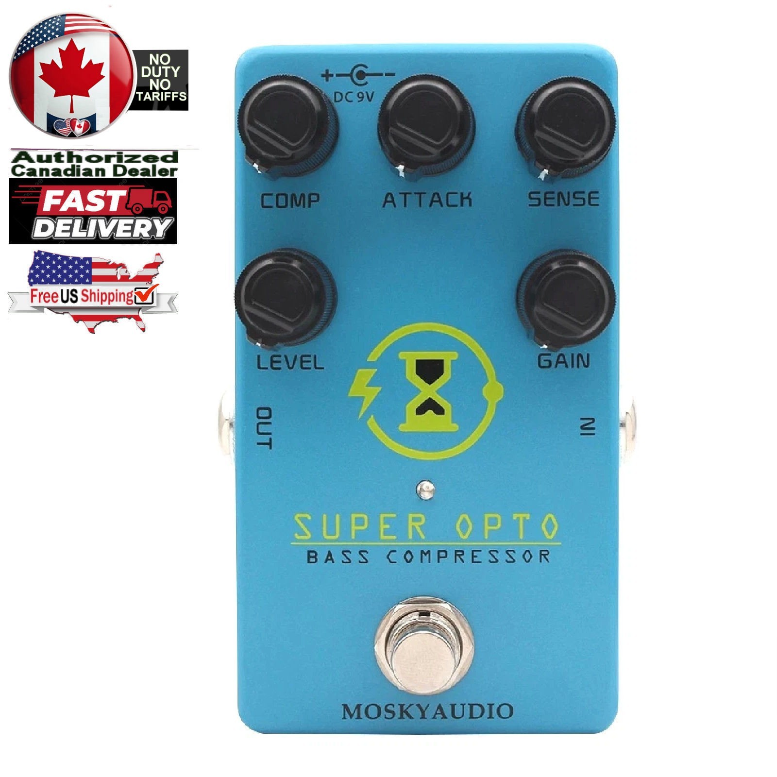 Mosky Super OPTO Bass Compressor Effects Pedal True Bypass