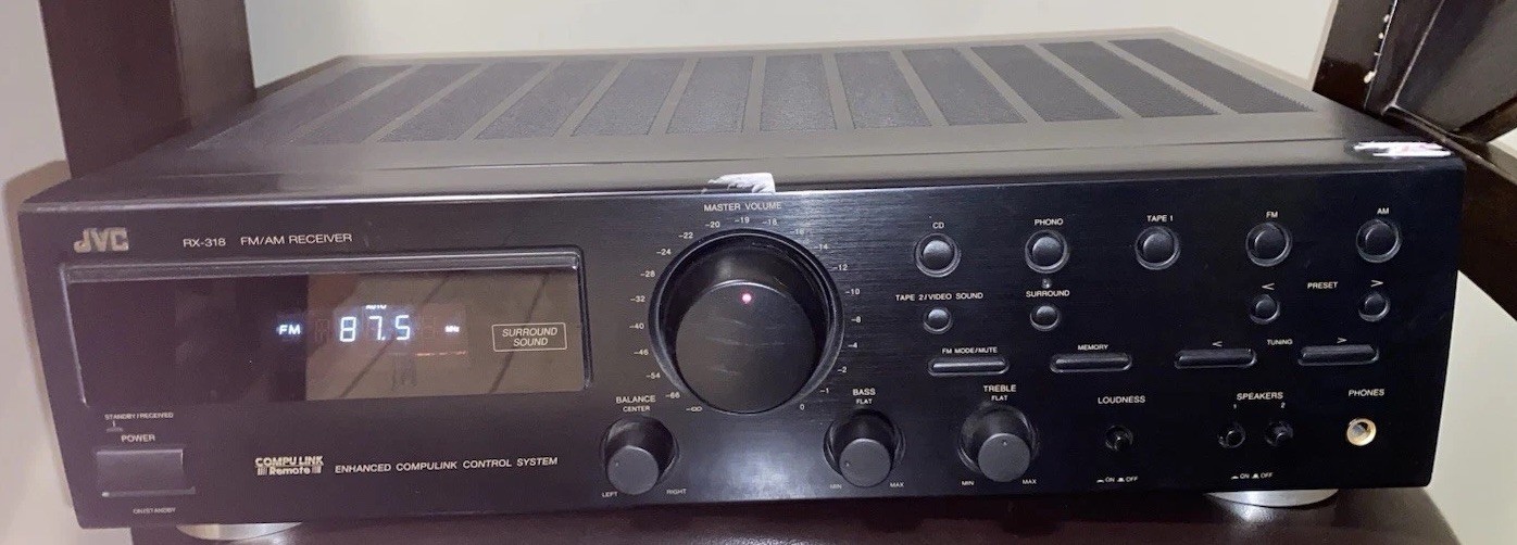 JVC RX-318BK Stereo receiver No Remote Untested Turns On
