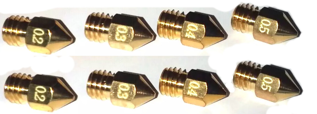 8X - Creality Ender Series Variety Pack - 8Pcs 0.2mm, 0.3mm, 0.4mm, 0.5 Nozzles