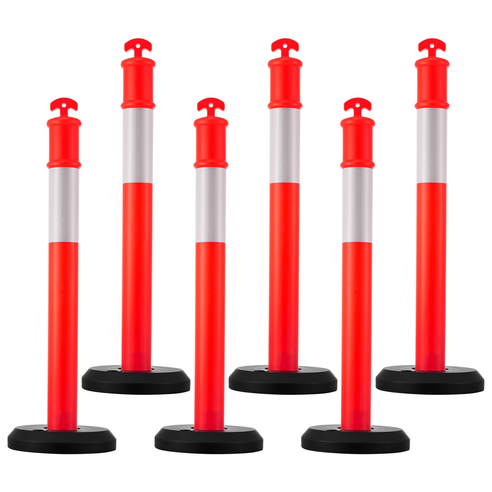 Uimoso 6 Pack Traffic Delineator Posts 45 in with Fillable Base for Safety