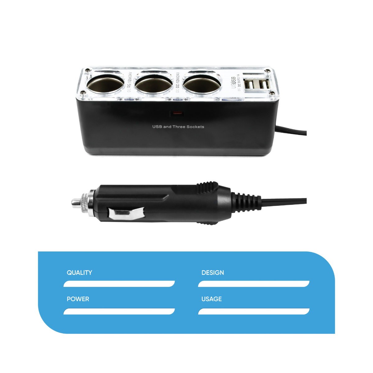 Streetwize Triple Socket with Twin USB Garage Workshop DIY Mechanic Hand Tool