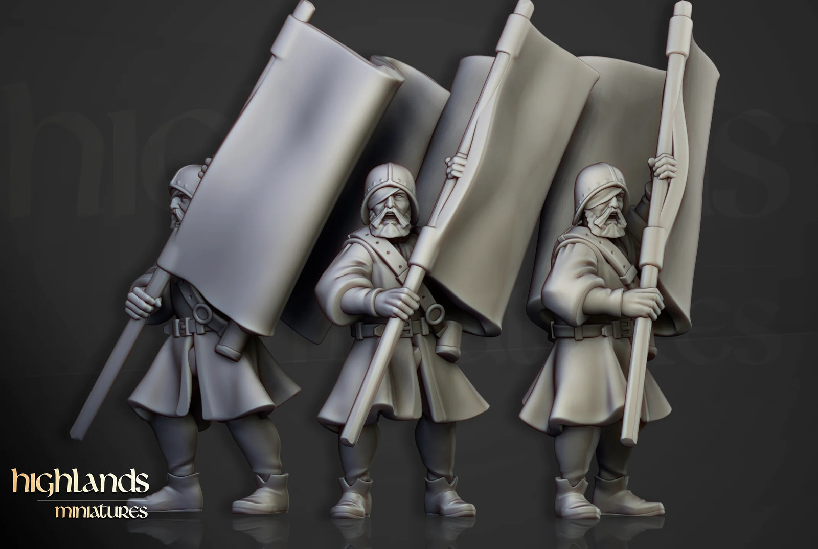 Sunland Militia Command Group (Set of 3) - 28-32mm - Resin Tabletop Miniatur