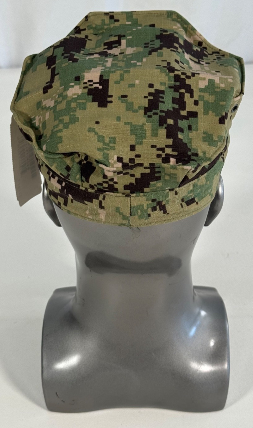 New USN NWU Type III AOR2 Digital Woodland Utility 8 Point Cap Hat Size 7