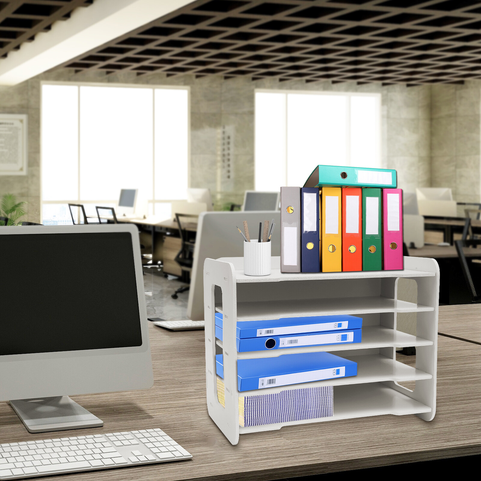 5 Tiers Stackable File Organizer Tray Desk Desktop Paper Document Tray Holder