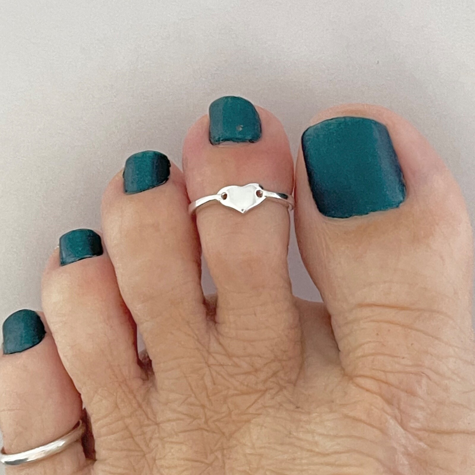 Sterling Silver Solid Heart Toe Ring, Adjustable Ring, Silver Ring, Heart Ring