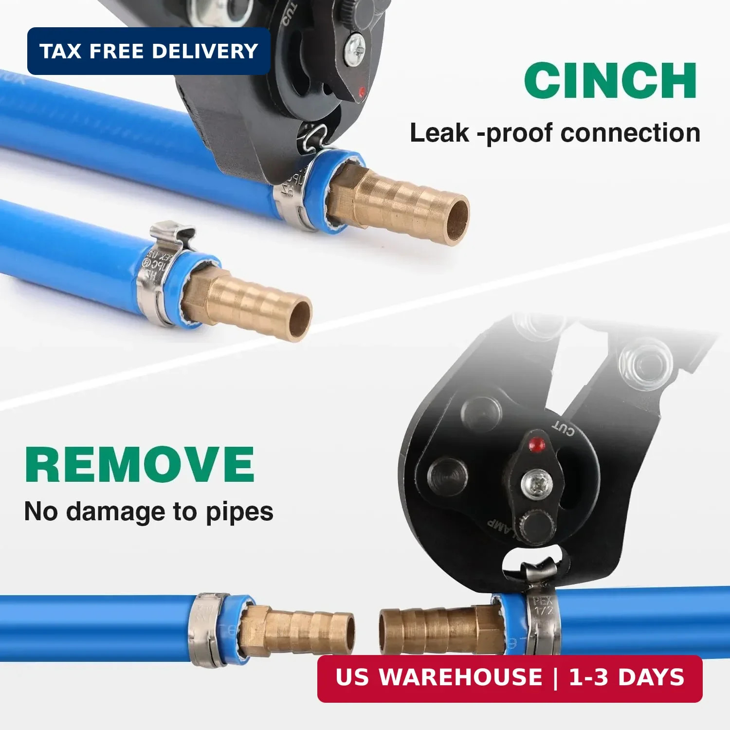 2 IN 1 Ratchet Pex Crimping Tool Cinch and Remove Combo Function Pex Pipe Crimp