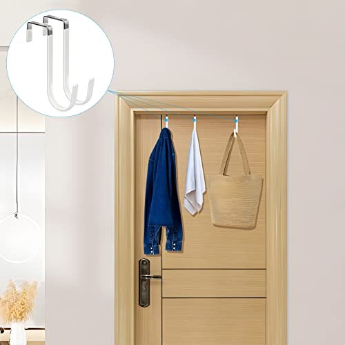 Over The Door Hooks Hangers Hooks with Rubber Prevent Short A White 4 Pack