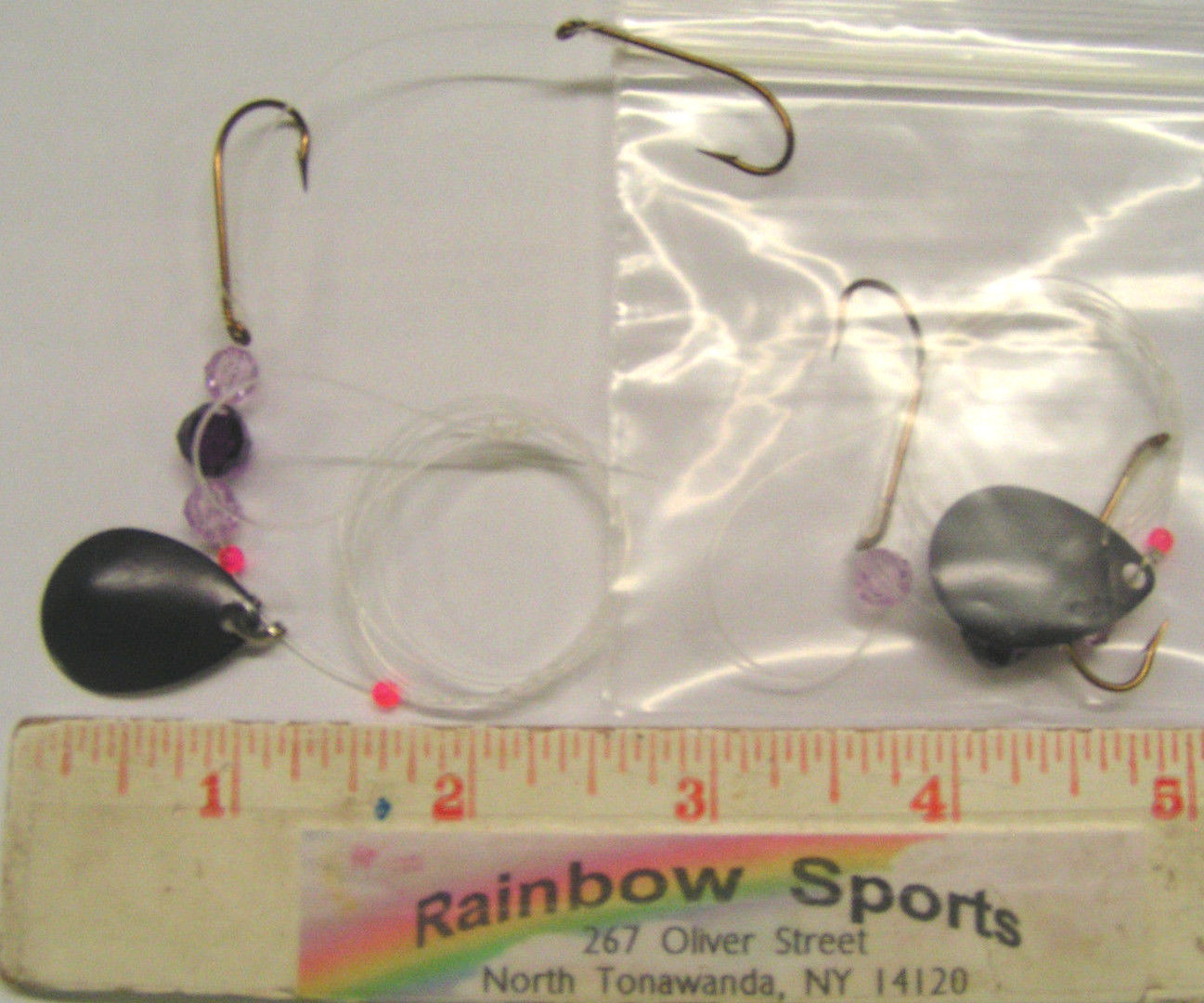 2 CHAMPION WORM HARNESS #3 COLORADO PAINTED DARK PURPLE SINGLE BLADE, 2 HOOK