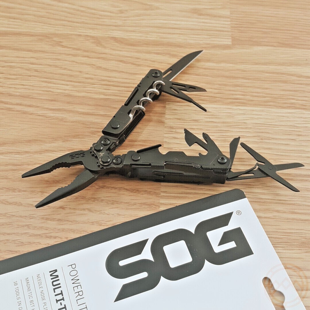 SOG Powerlitre Multi Tool Pliers Wire Cutter Scissors Rulers Openers Corkscrew