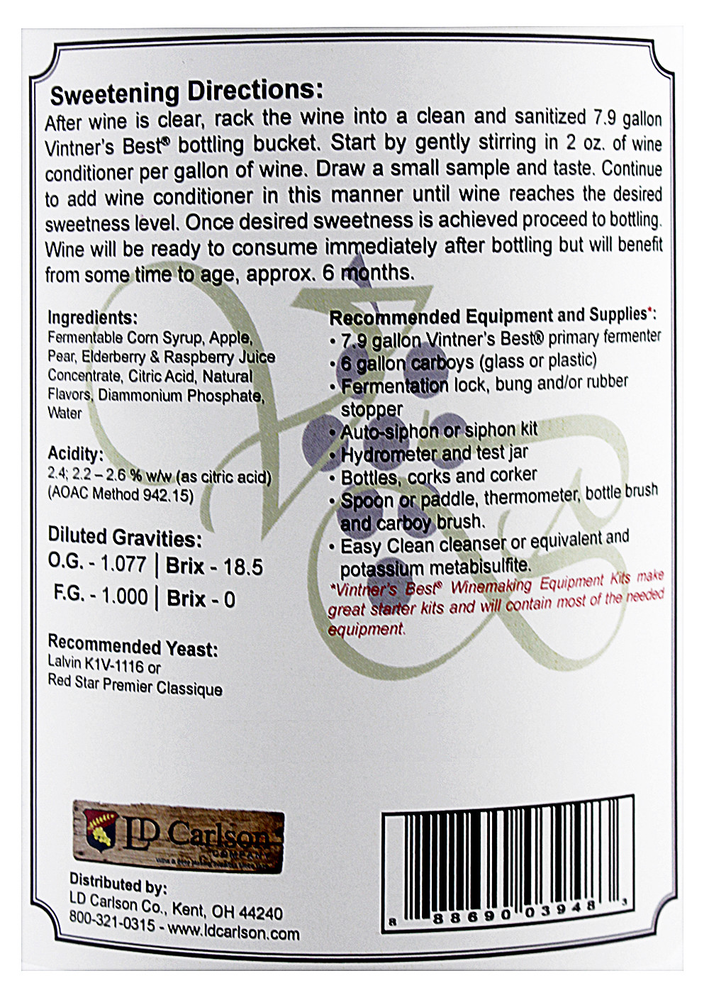 Vintner's Best Black Raspberry Fruit Wine Base-128 oz. Jug