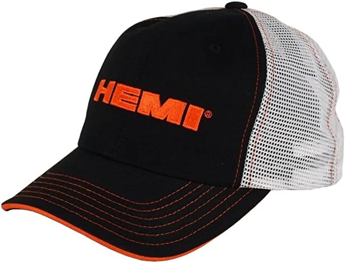 Mopar Hemi Embroidered Logo Trucker Hat Car Auto Racing Cap Black Mesh Back