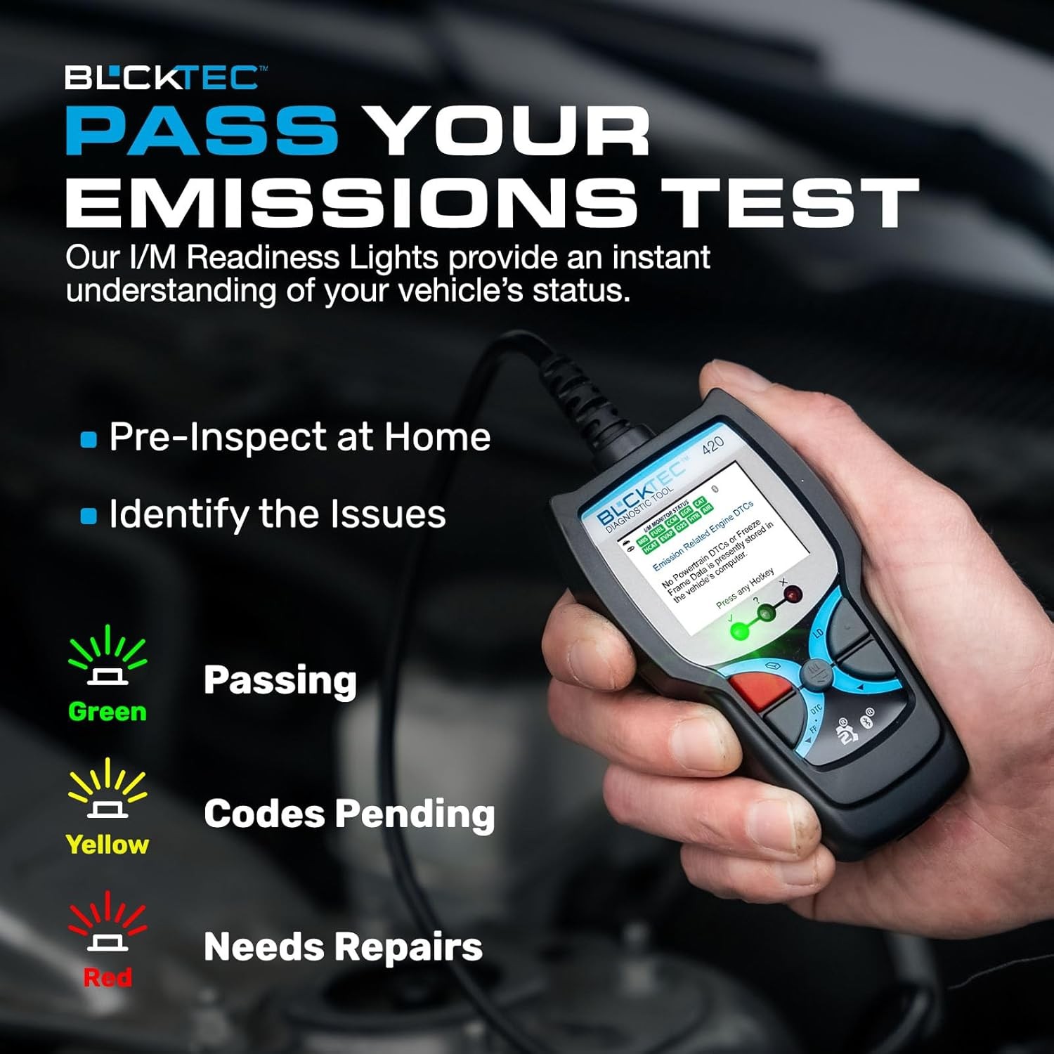 BLCKTEC 420 Bluetooth OBD2 Scanner Diagnostic Tool - Vehicle Code Reader for Car