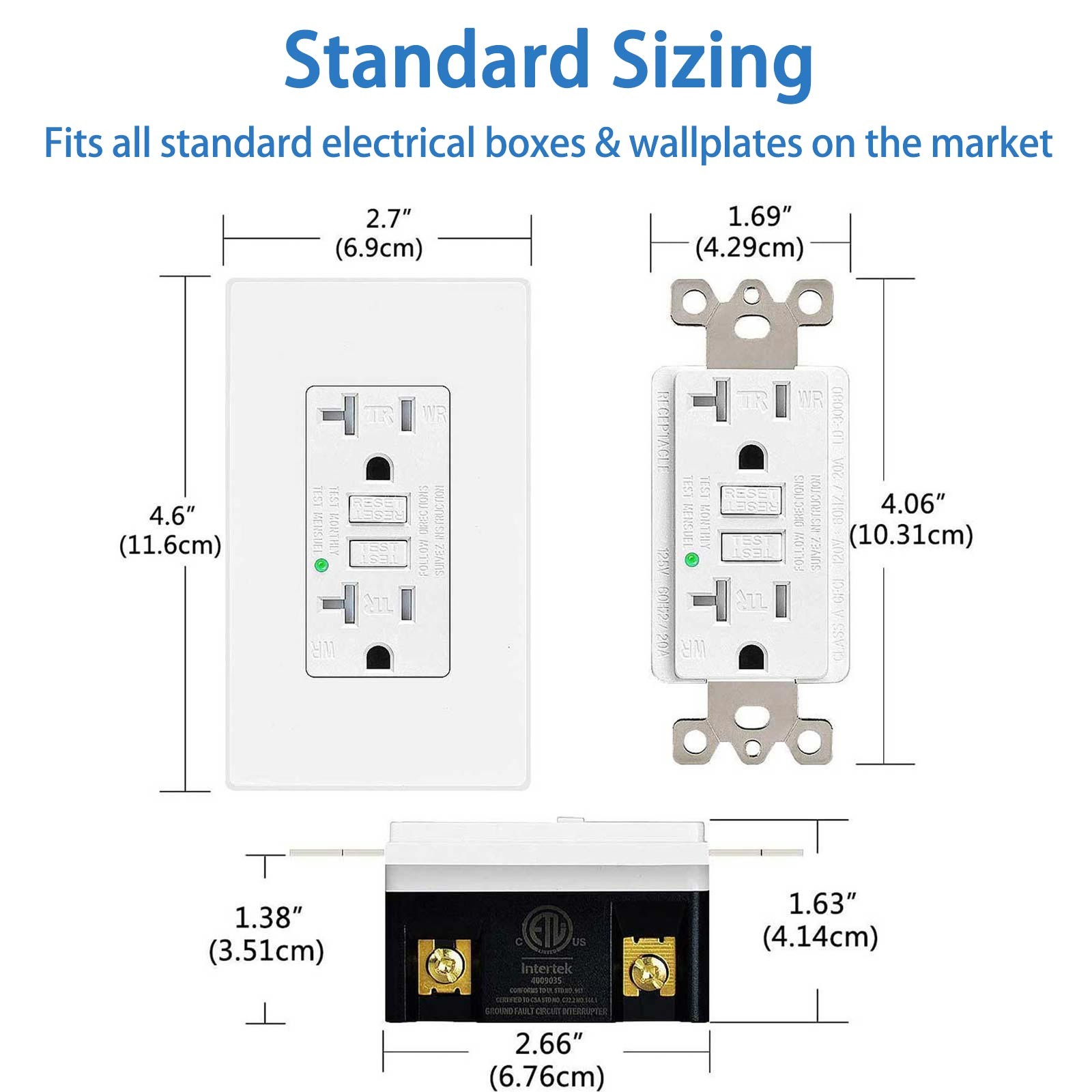 2x GREENCYCLE GFCI 20A White Outlet Tamper Resistant (TR)&Weather Resistant (WR)