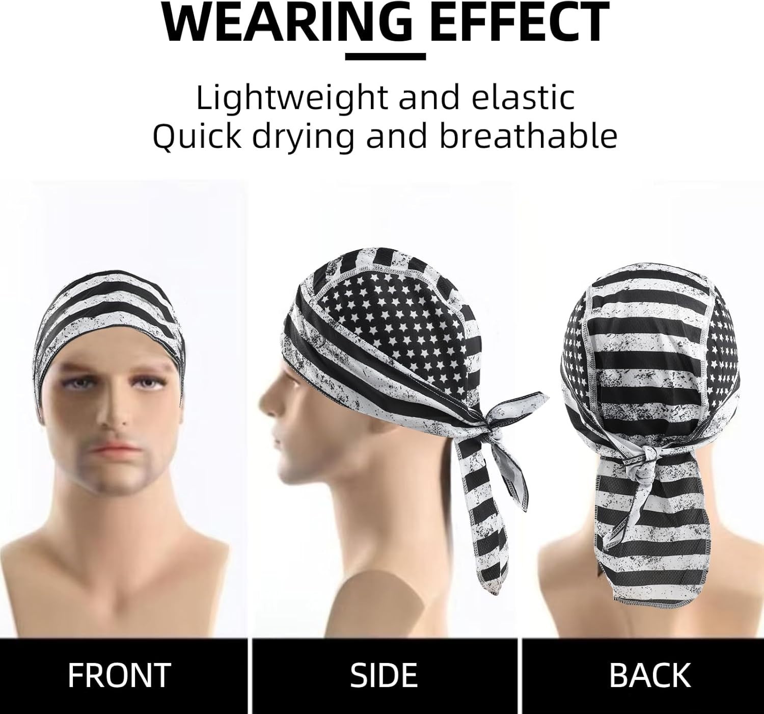 8 Pack Do Rag Skull Caps for Men Sweat Wicking Doo Rags Cooling Helmet Liner ...